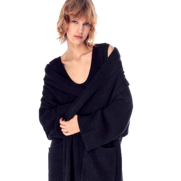 SCARF COLLAR KNIT COAT - Picture 3 of 5